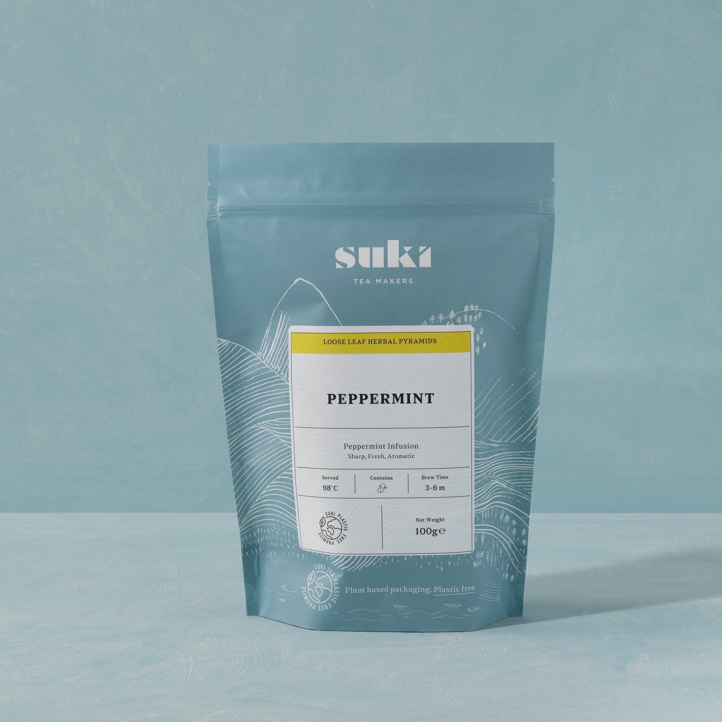 bag of Loose leaf Organic whole peppermint leaves. 100g