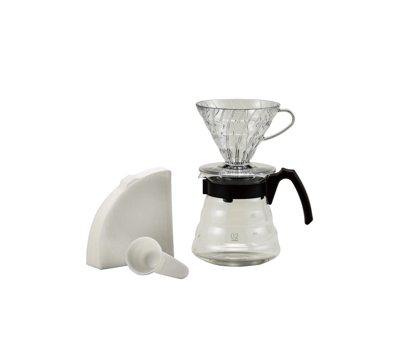 hario coffee server, v60 and filter papers