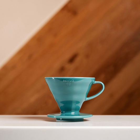 ceramic turquoise v60 coffee pour over 
