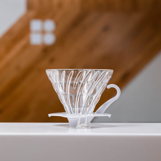 Hario V60 Glass Dripper with White Base - Bailies Coffee Roasters