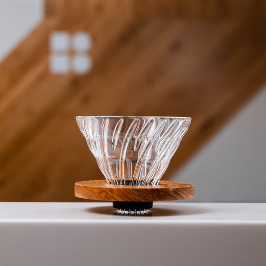 Hario V60 Glass Dripper - Olive Wood