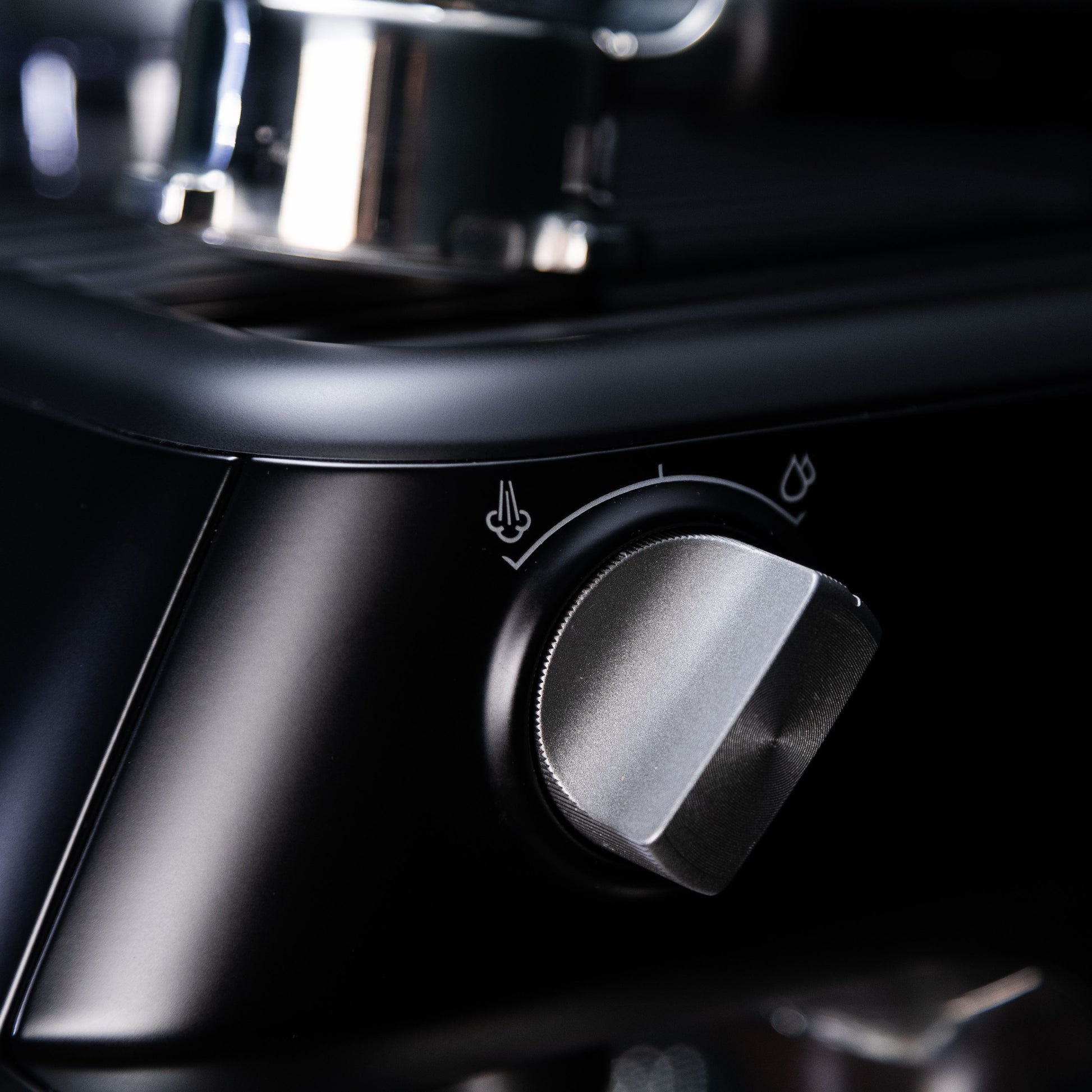 close up of the steam wand valve 
