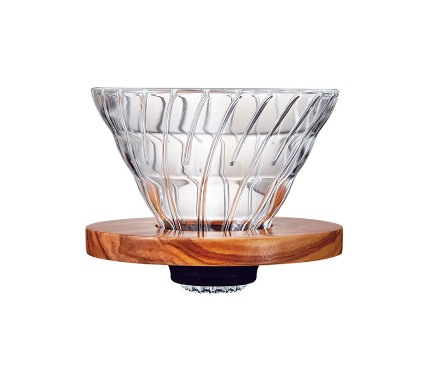 Hario V60 Glass Dripper - Olive Wood