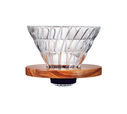 Hario V60 Glass Dripper - Olive Wood